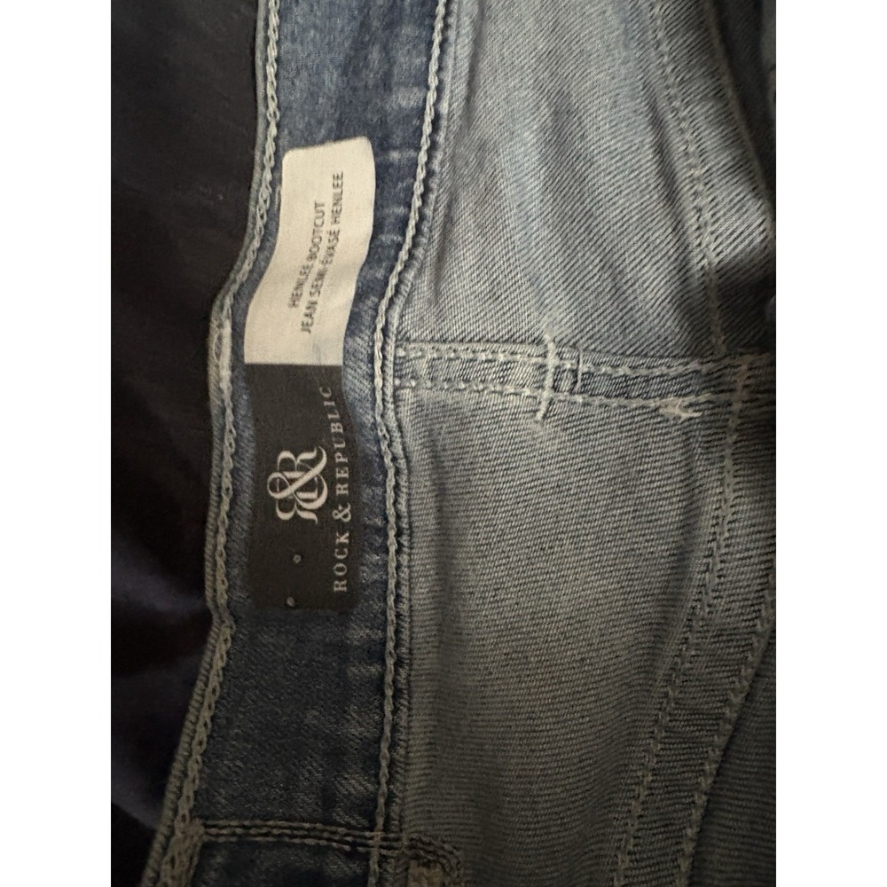 Rock & Republic Bootcut‎ mens Jeans Blue Button Logo Zipper - Picture 6 of 6